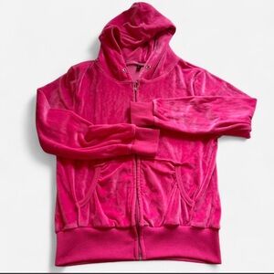 S.L. Fashions Hot Pink Velour Zip-Up Hoodie